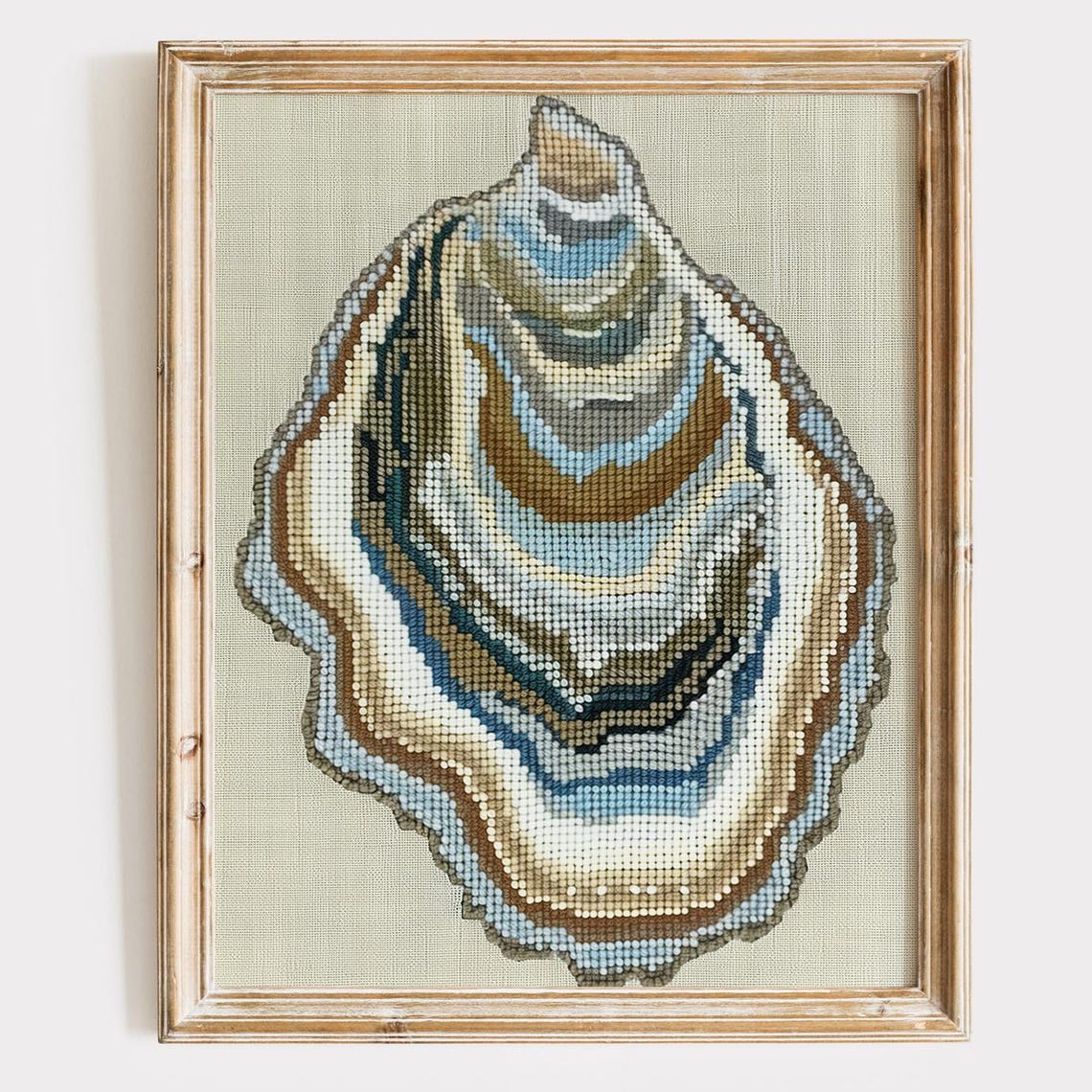 Oyster Shell Needlepoint Style Coastal Beach House Wall Decor Poster