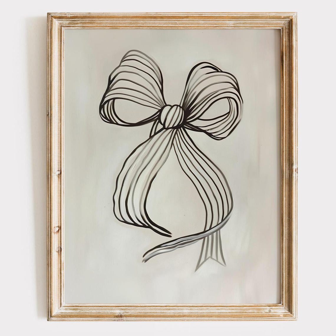 Minimalist Bow Line Art in Black Ink Elegant Coquette Poster