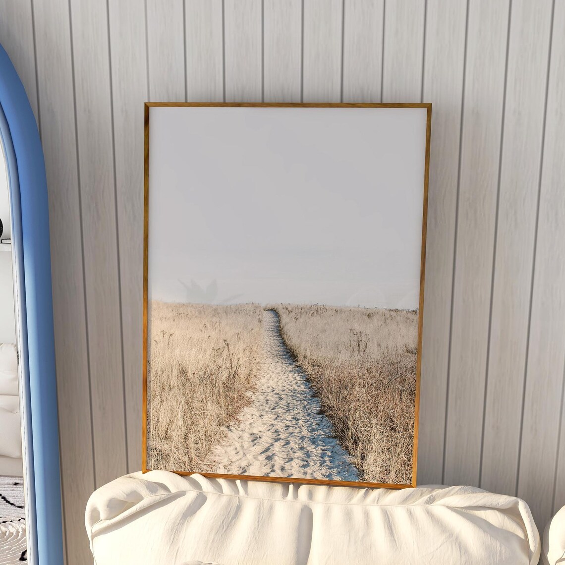 Sandy Beach Path Winding Through Dune Grass Toward Ocean Minimal Poster - Image 3