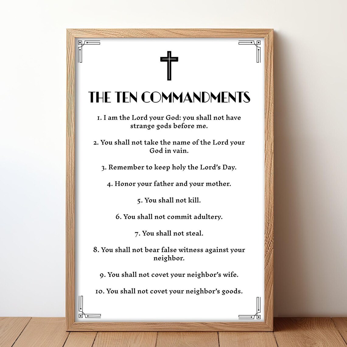 The Ten Commandments Poster, Biblical Educational Art