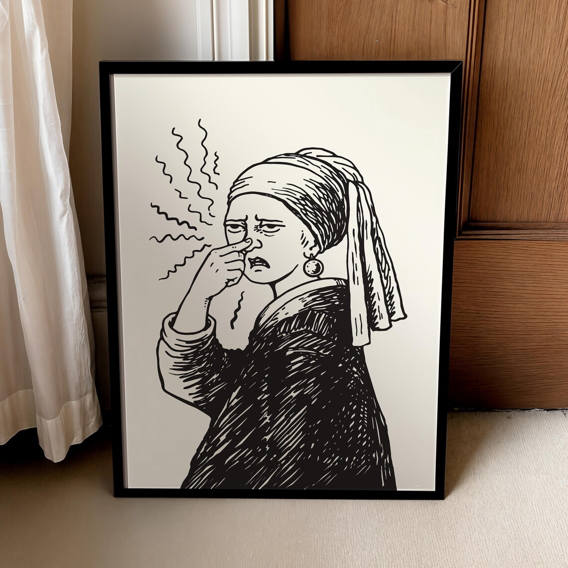 Funny Vermeer Parody, Stinky Bathroom Toilet Decor
