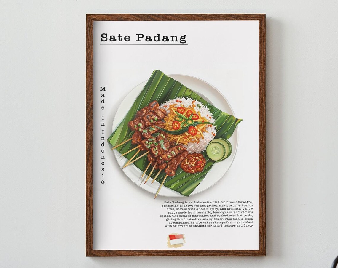 Sate Padang Indonesian Grilled Satay National Dish Food Poster