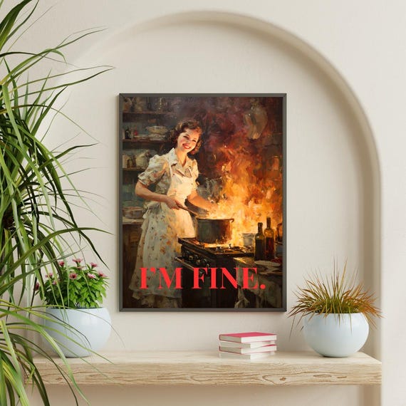 Funny Retro Kitchen Print 1940s Housewife Art
