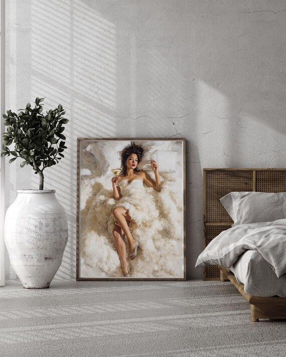 Glam Woman Print Fashion Bedroom Oil Painting