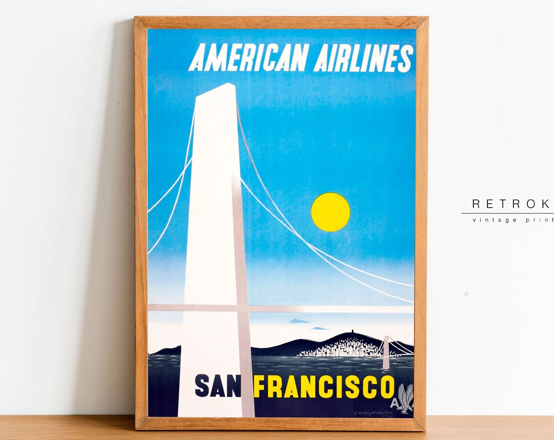 American Airlines San Francisco Vintage Airline Travel Poster