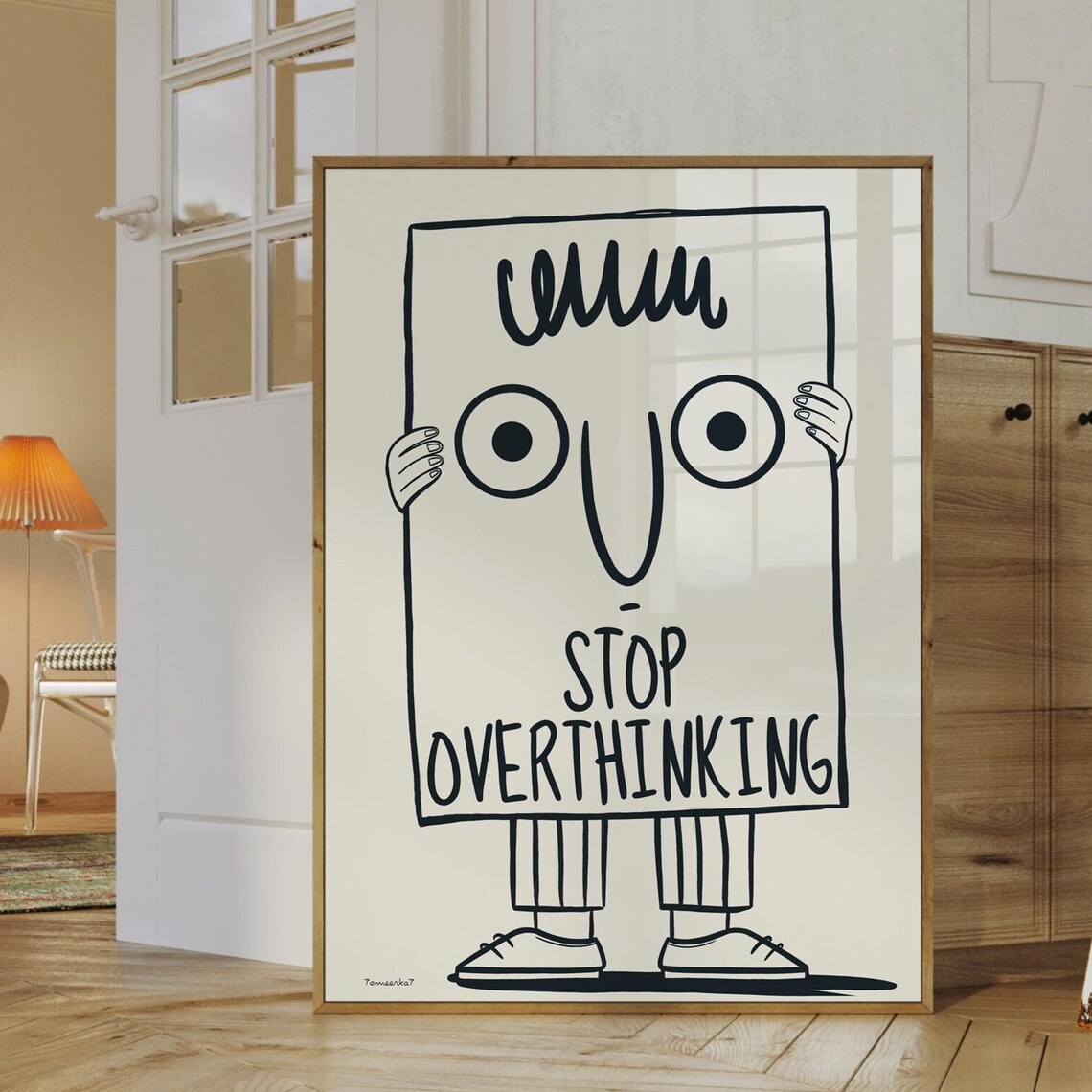 Stop Overthinking Quote, Minimalist Wall Art - Image 2