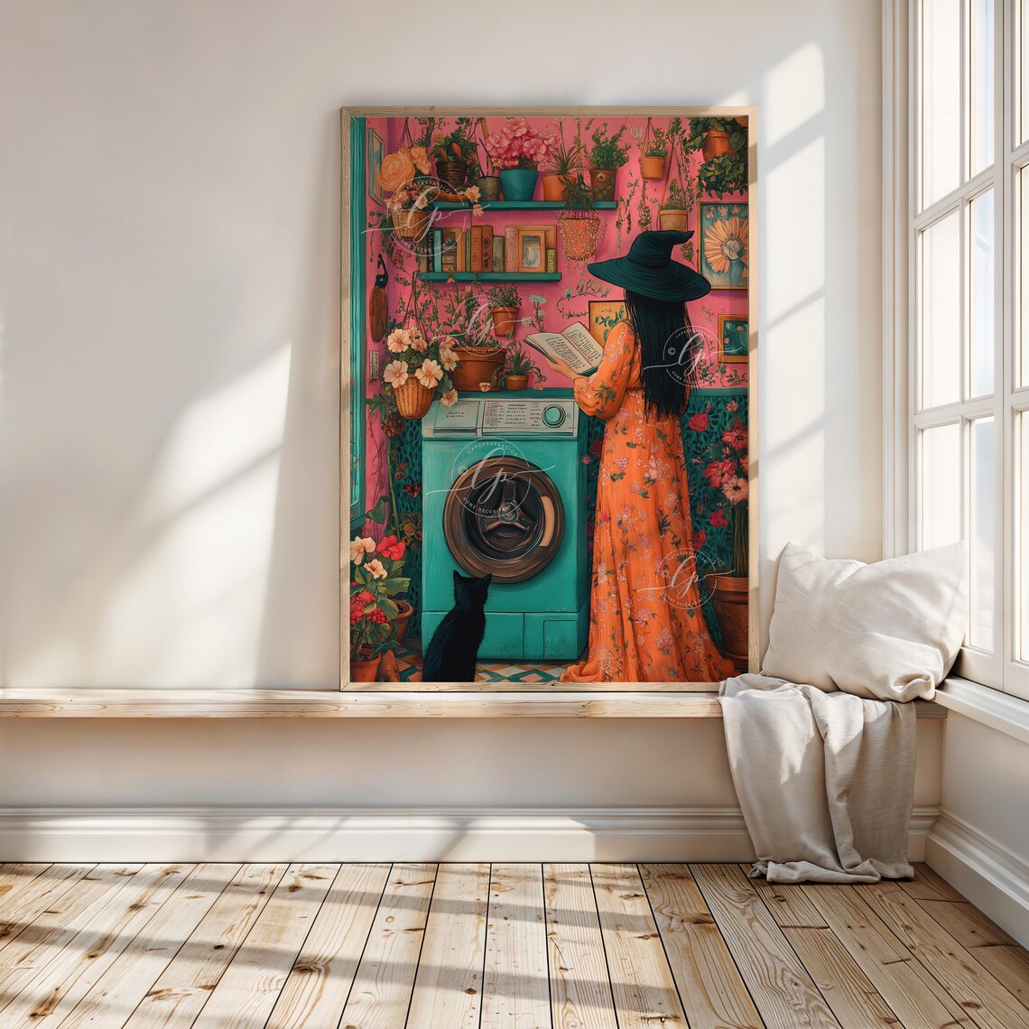Witch In Laundry Art Print, Maximalist Laundry Decor - Image 2
