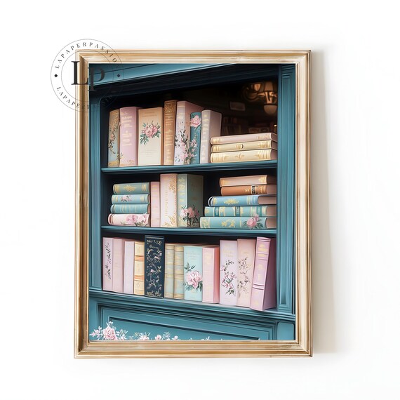 Vintage Book Inspired Art Print, Bookshelf Decor