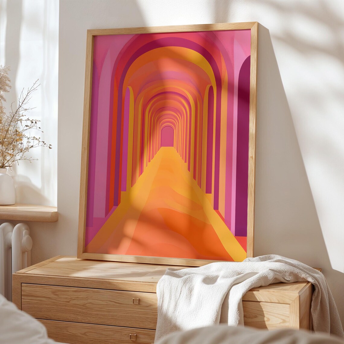Abstract Pink And Orange Arch, Minimalist Art Print