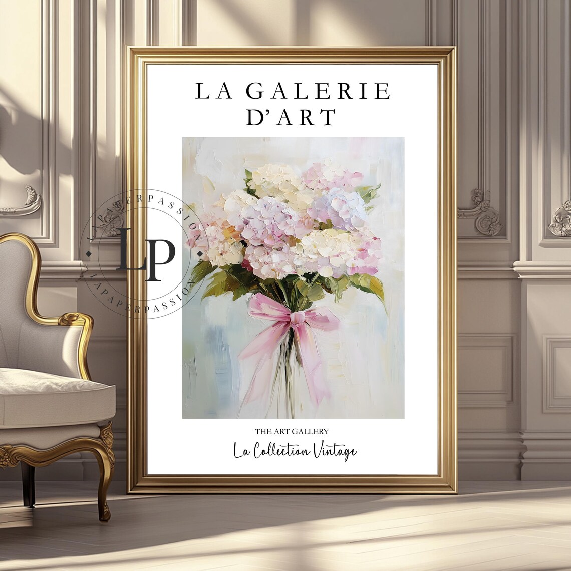 Hydrangea Floral Bouquet, Pastel Exhibition Poster - Image 4