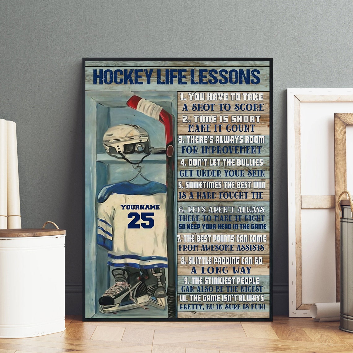 Personalized Hockey Life Lesson With Custom Hockey Poster Hockey Gifts Gifts For Hockey Players Sport Gifts For Son - Image 2