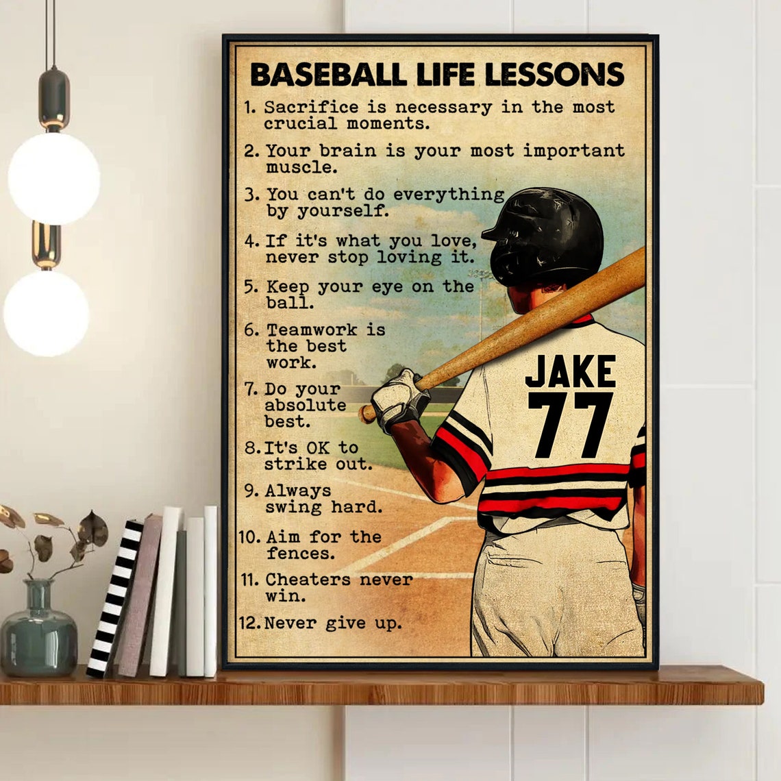 Personalized Baseball Life Lessons Poster Vintage Style Baseball Gifts Baseball Poster Baseball Room Decor - Image 4