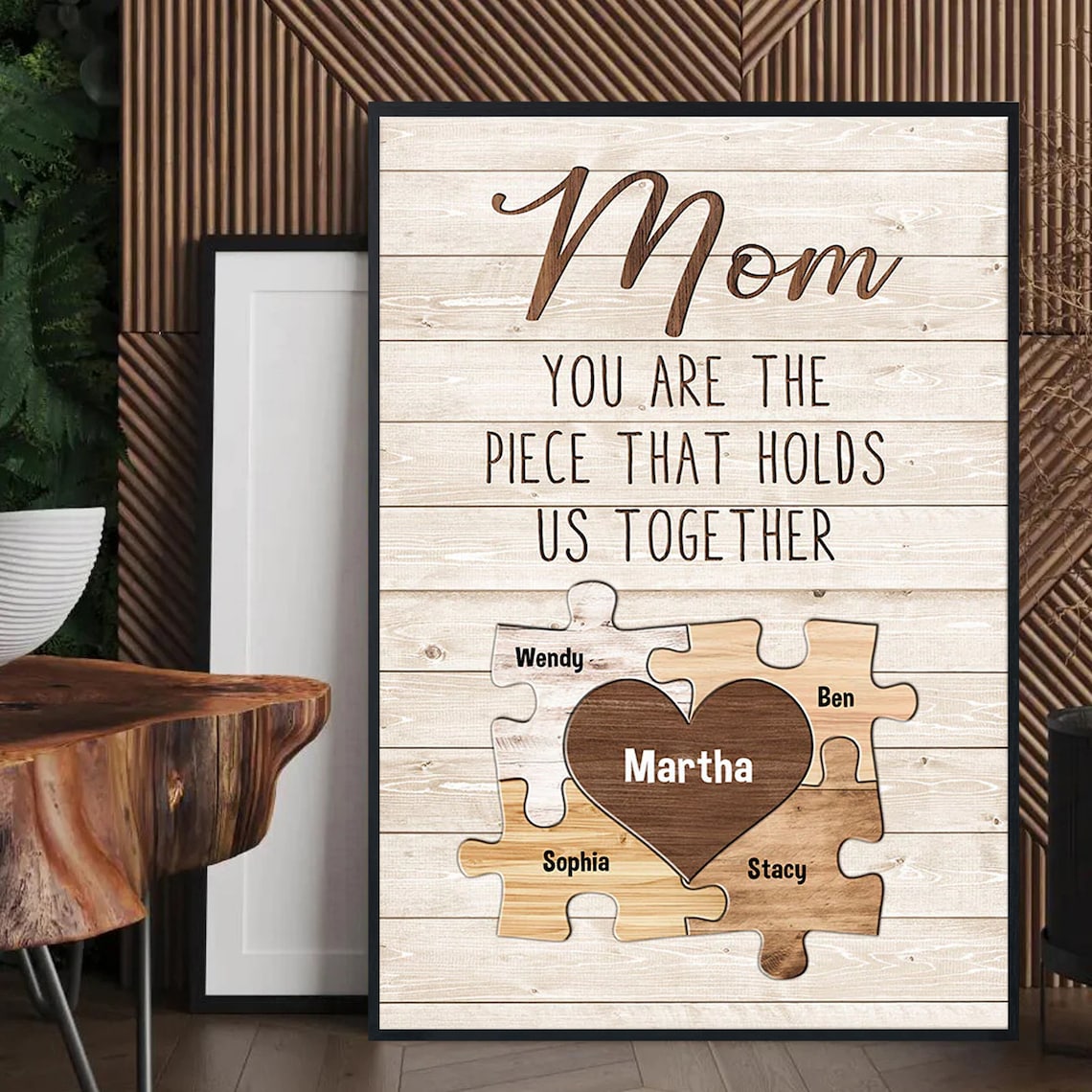 Mom You Are the Piece That Holds Us Together Puzzle Heart Poster - Image 3