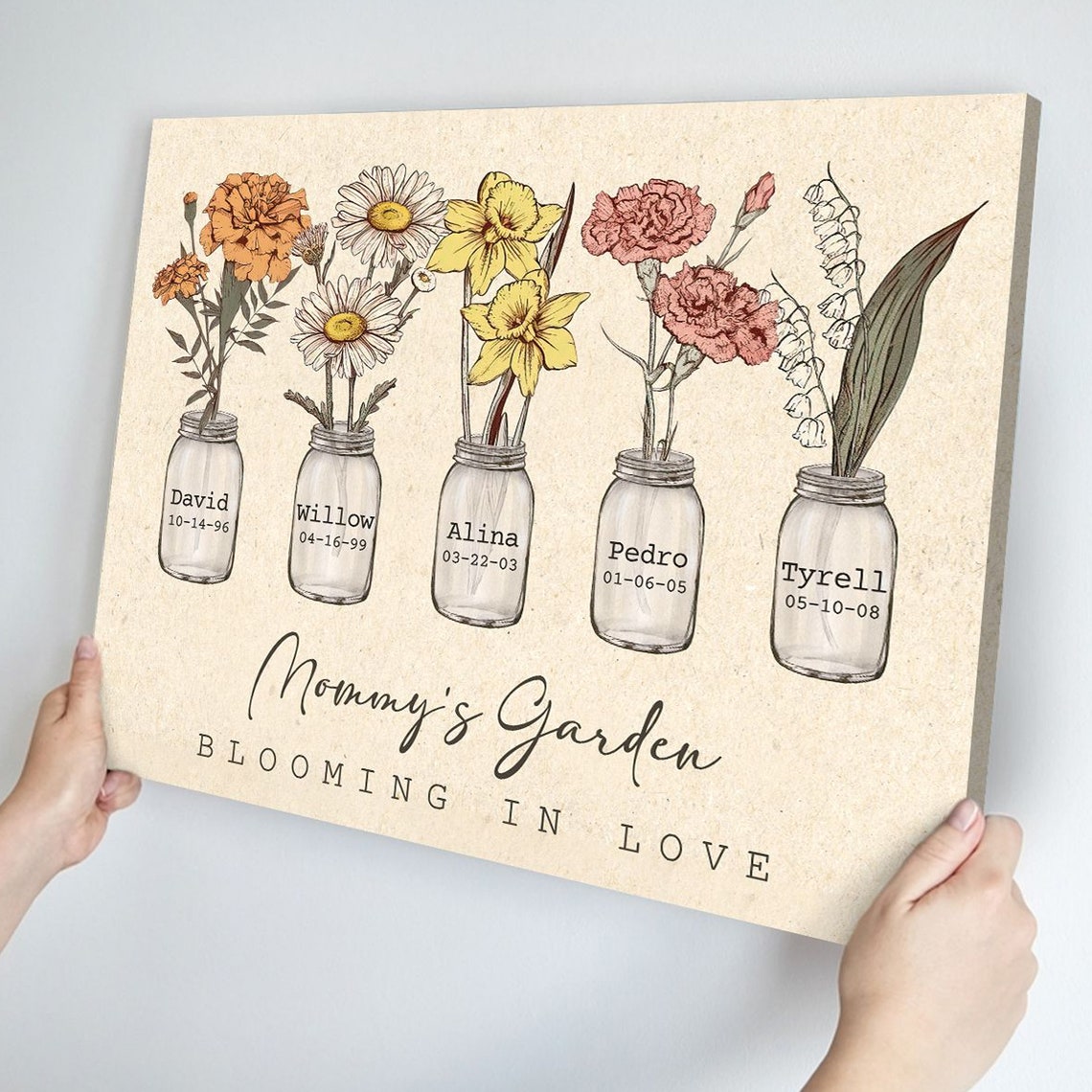 Mommy's Garden Blooming In Love Birth Month Flower Jars Print - Image 4