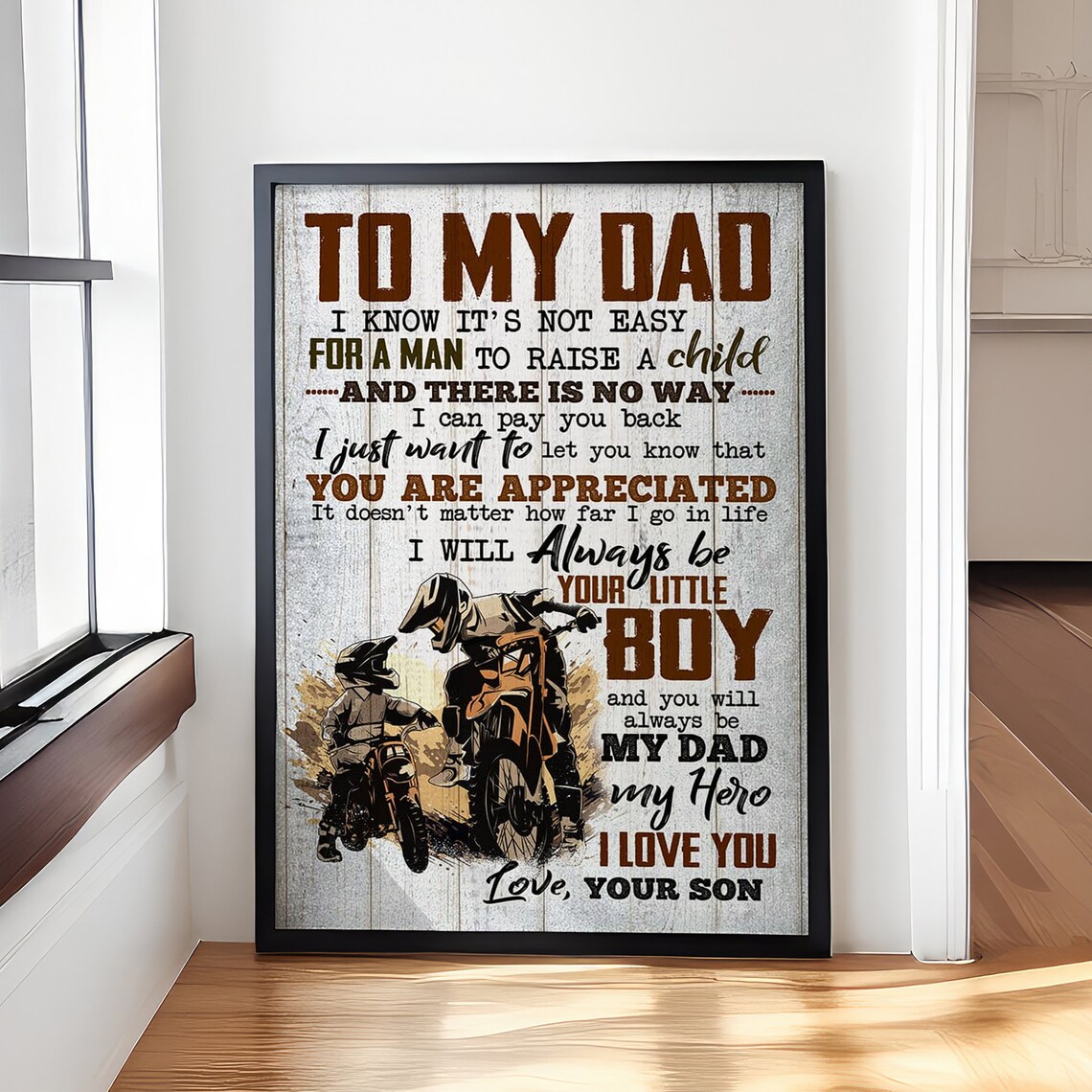 Motocross Dad And Son To My Dad Dirt Bike Rider Gift Wall Poster