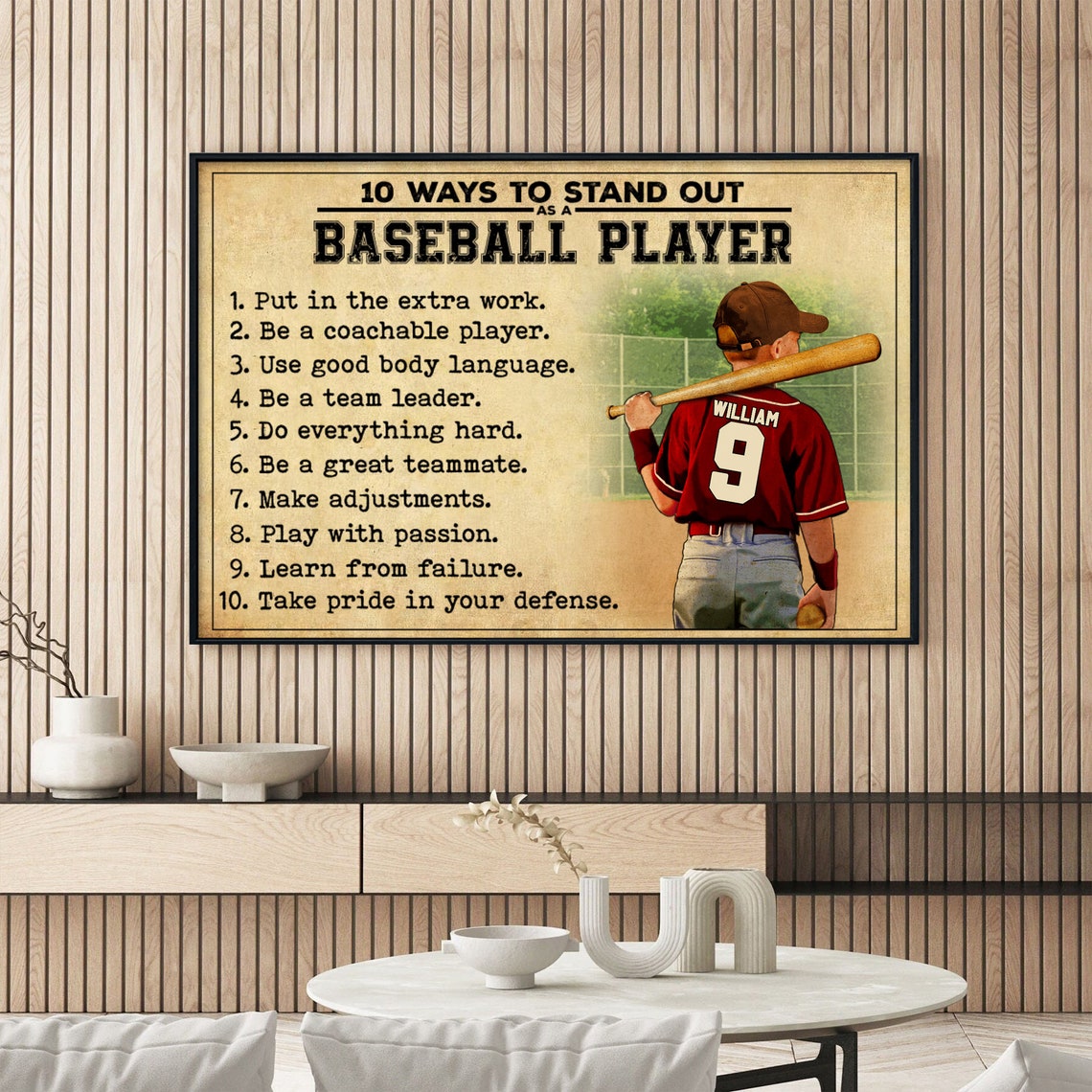 10 Ways to Stand Out as a Baseball Player Vintage Tips Poster - Image 3