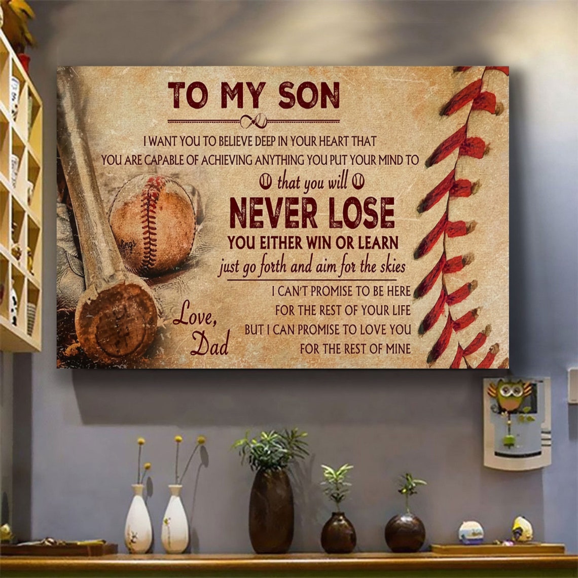 To My Son Baseball Vintage Dad Letter Inspirational Gift Poster - Image 2