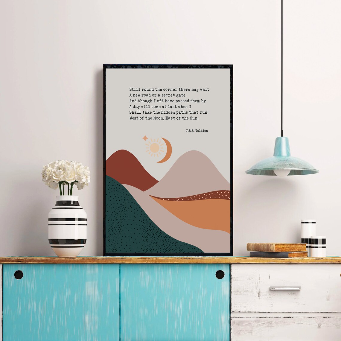 J.R.R. Tolkien Hidden Paths Sun Moon Desert Minimalist Quote Poster - Image 3