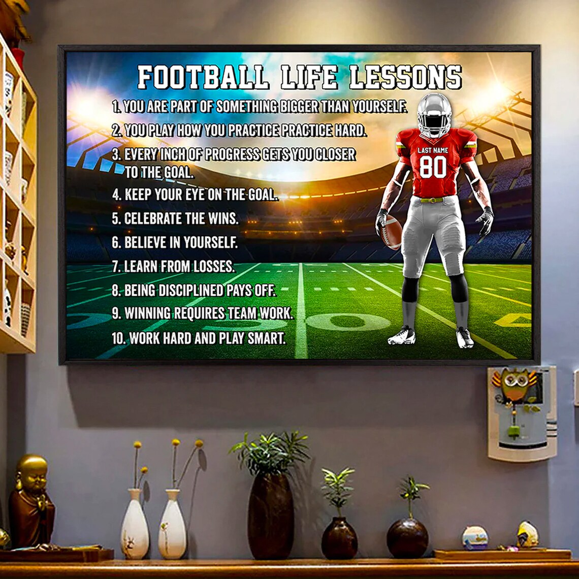 Football Life Lessons Personalized Poster, Custom Name - Image 2
