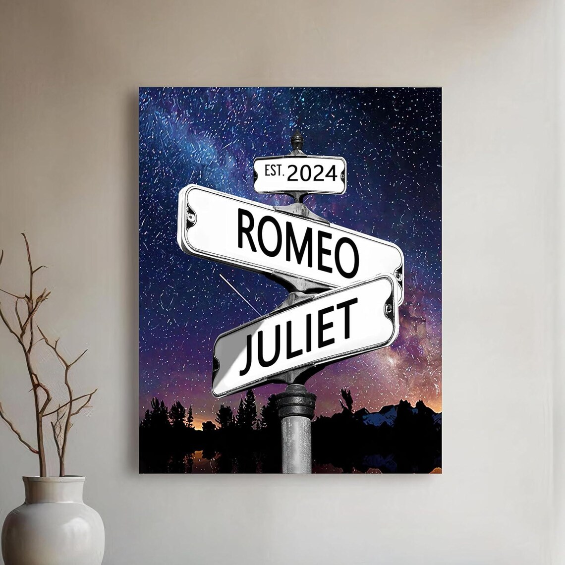 Romeo Juliet Christmas Street Sign Snowy Forest Winter Poster - Image 2