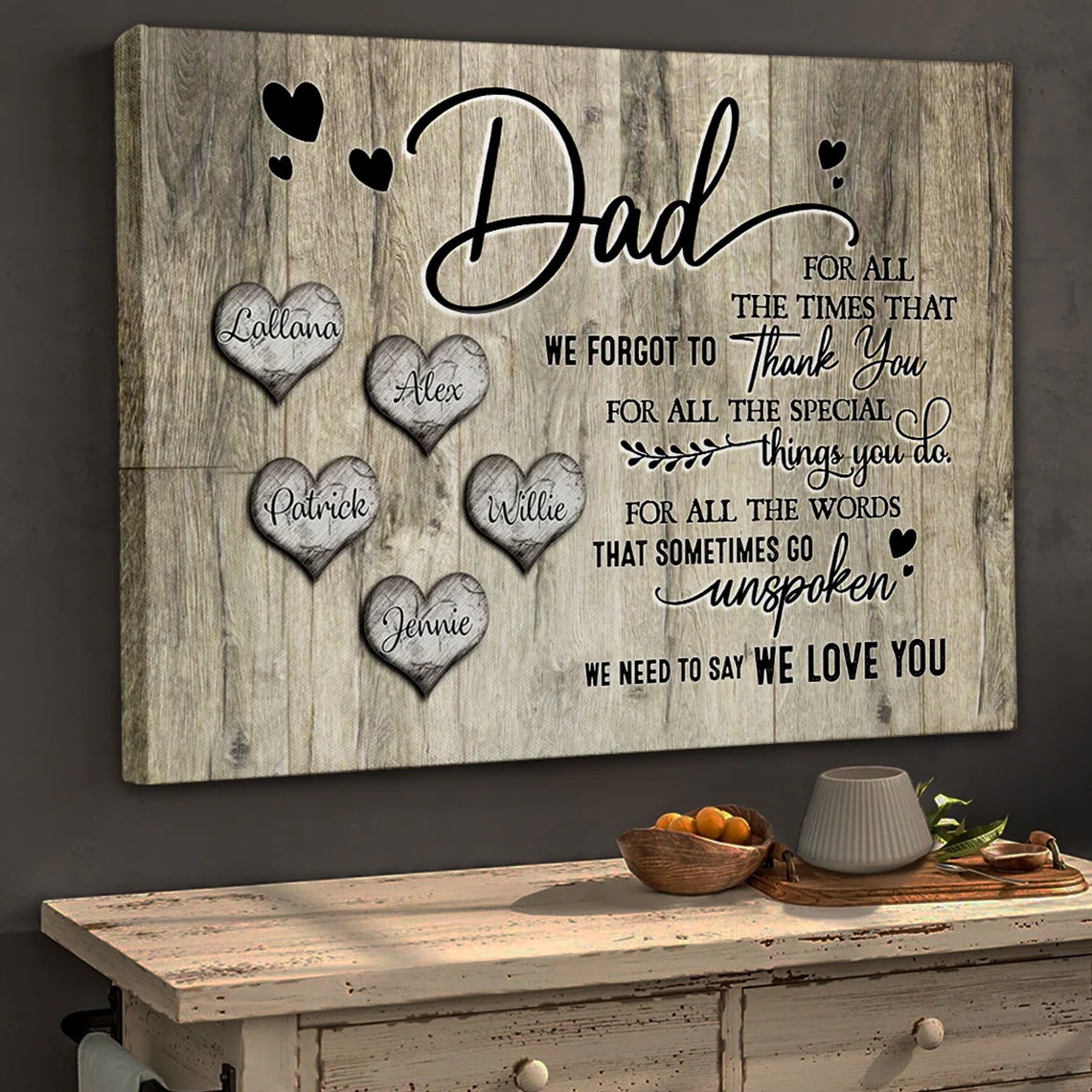 We Love You Thank You Dad Heart Personalized Gift For Father Fathers Day Gift Custom Gifts For Dad - Image 4