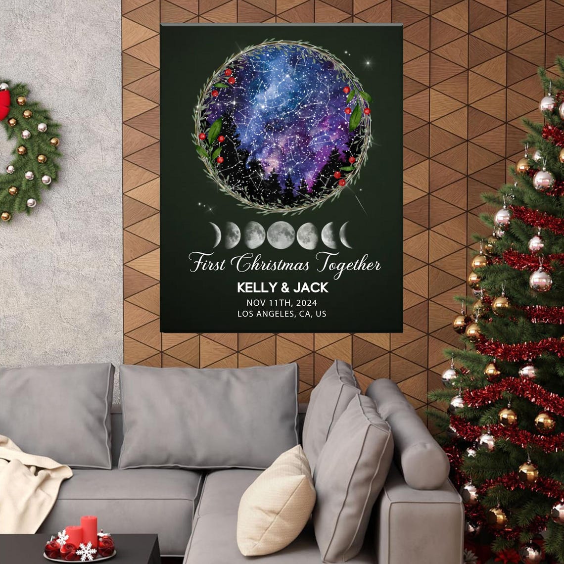 First Christmas Together Star Map Constellation Moon Phases Poster - Image 2