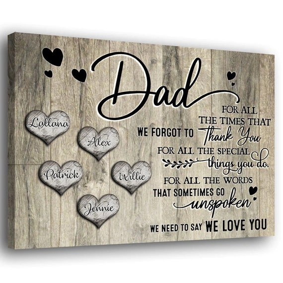 We Love You Thank You Dad Heart Personalized Gift For Father Fathers Day Gift Custom Gifts For Dad