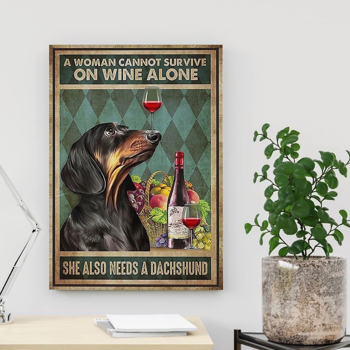 Dachshund Wine Humor Poster Print, Kitchen Decor - Image 2