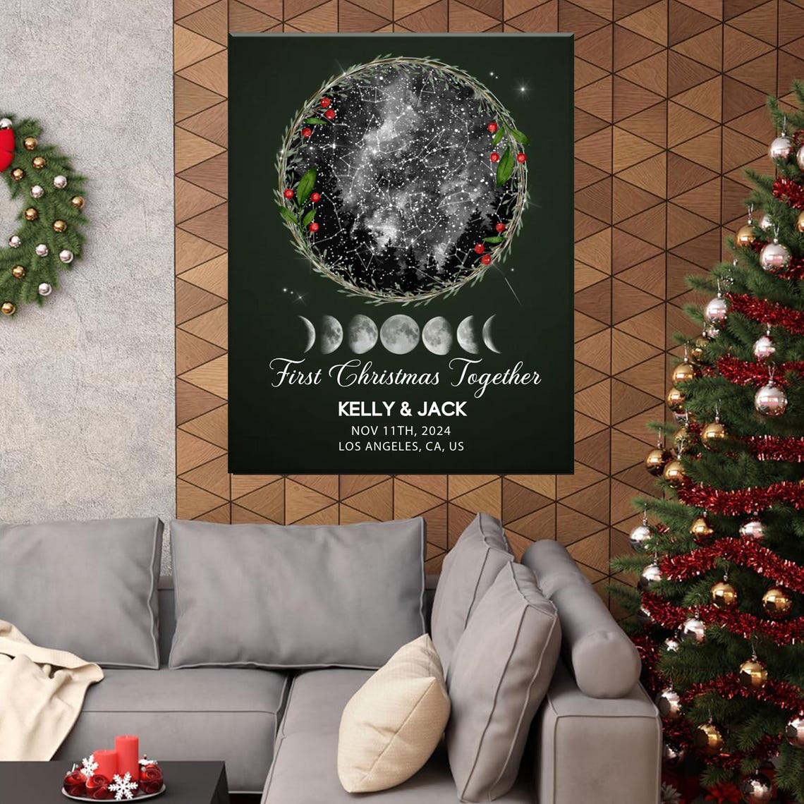 First Christmas Together Star Map Constellation Moon Phases Poster - Image 3