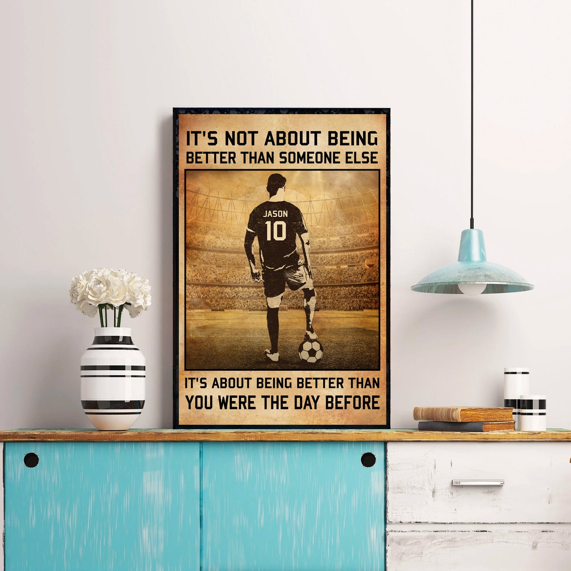 It's Not About Being Better Than Someone Else Soccer Star Poster - Image 3