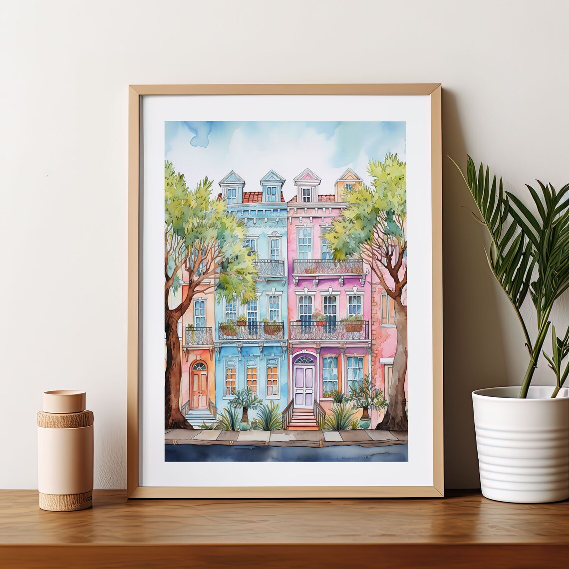 Charleston, South Carolina Travel Poster, Rainbow Row