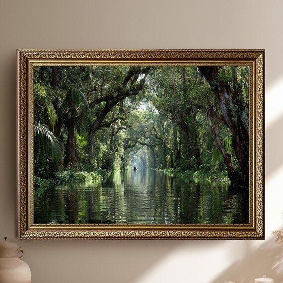 Tranquil Jungle River Corridor Calm Canopy Nature Photo Poster