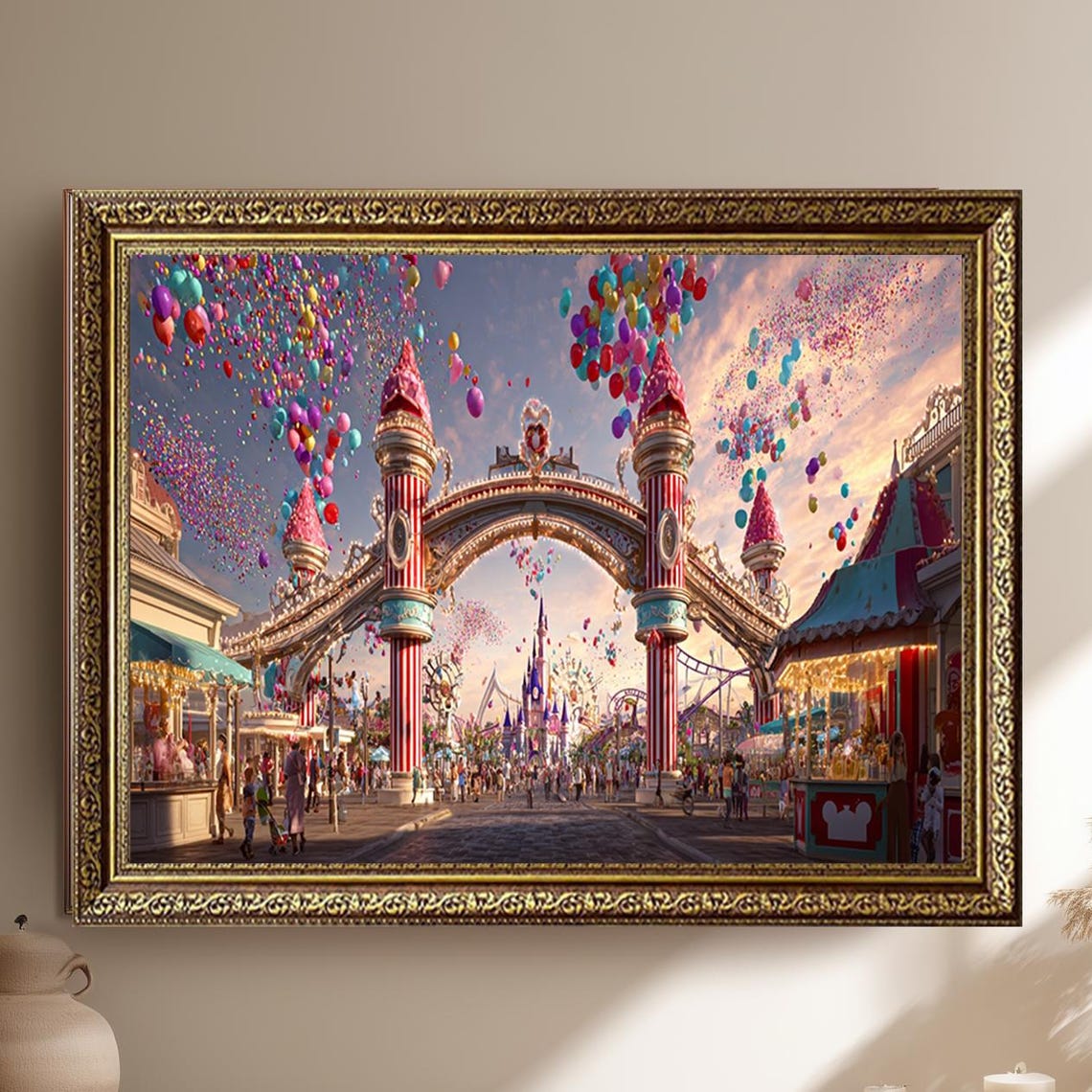 Fantasy Amusement Park Castle Balloons Carnival Fun Kids Poster
