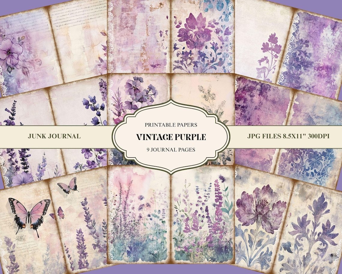 Junk Journal Kit, Vintage Ephemera Scrapbook Paper