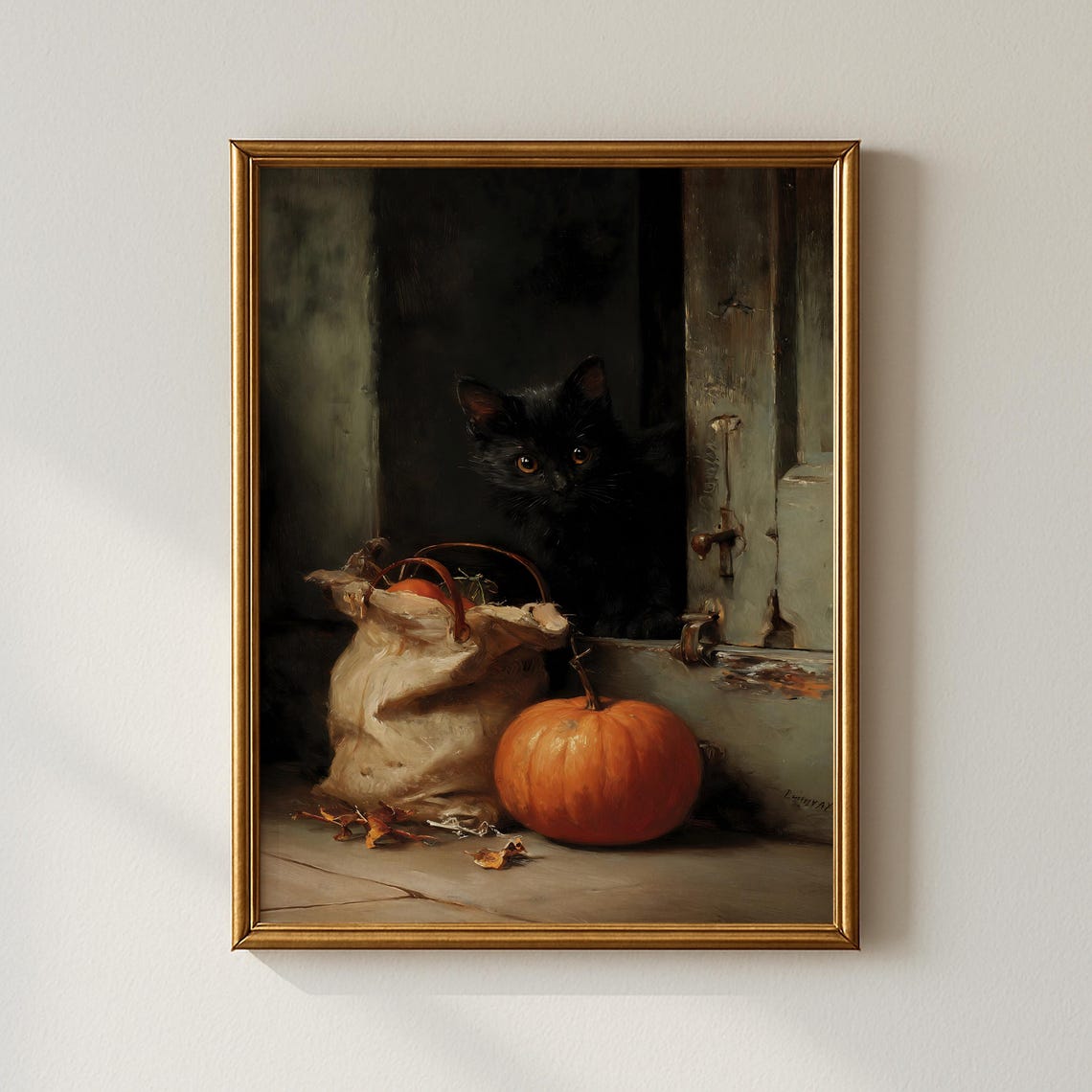 Halloween Black Cat Wall Art Cute Decor Spooky Home Fall For