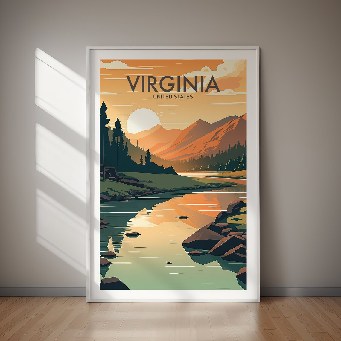 Virginia Travel Poster, Vintage Wall Art Print
