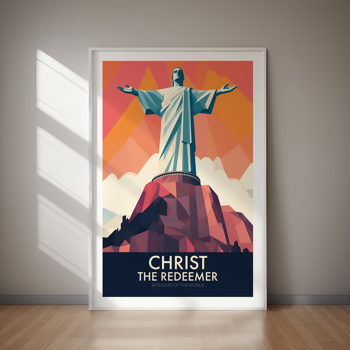 Rio Christ the Redeemer Brazil Geometric Wonder Travel Poster