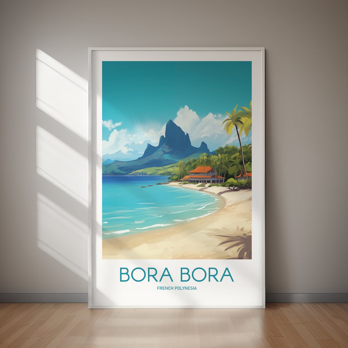 Bora Bora French Polynesia Island Palm Lagoon Travel Art Poster