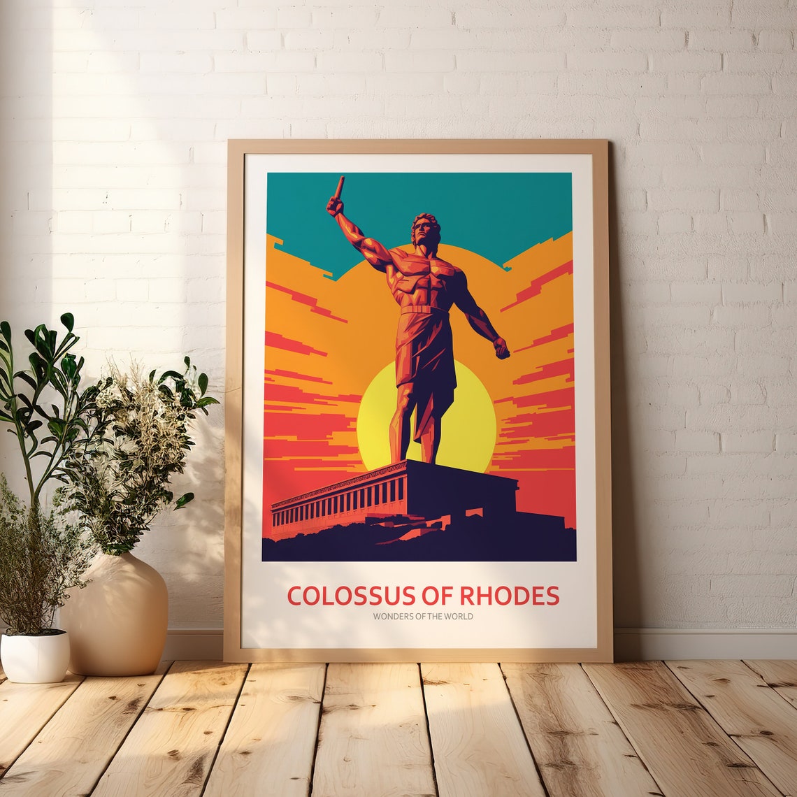 Colossus Of Rhodes Poster Rhodes Greece Wonders Of The World Travel Print Travel Poster Wall Art Gift Gift For Her Gift For Him