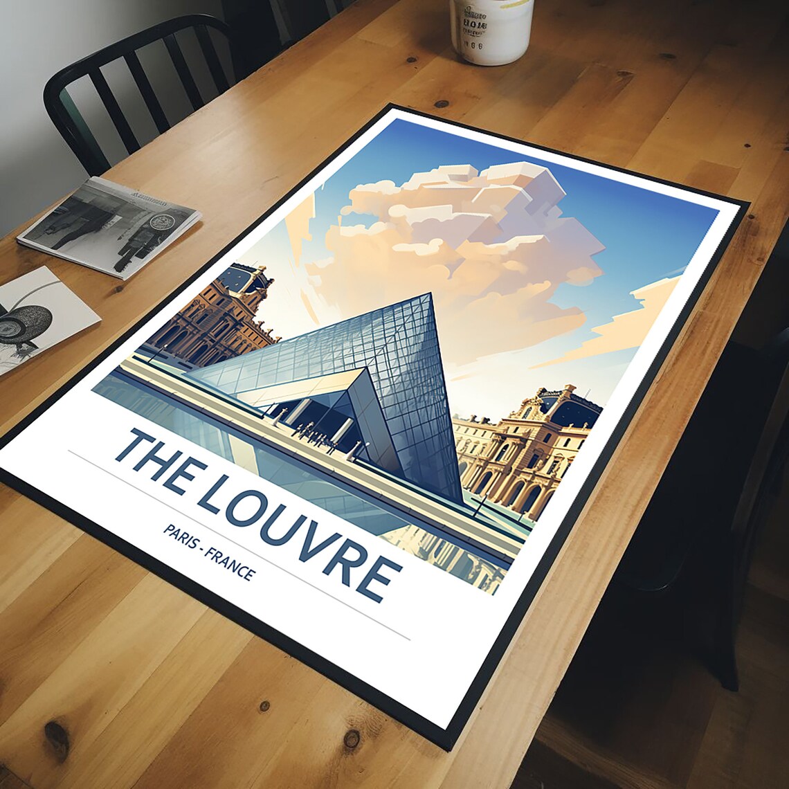 The Louvre Paris France Glass Pyramid Museum Courtyard Travel Poster - Image 2