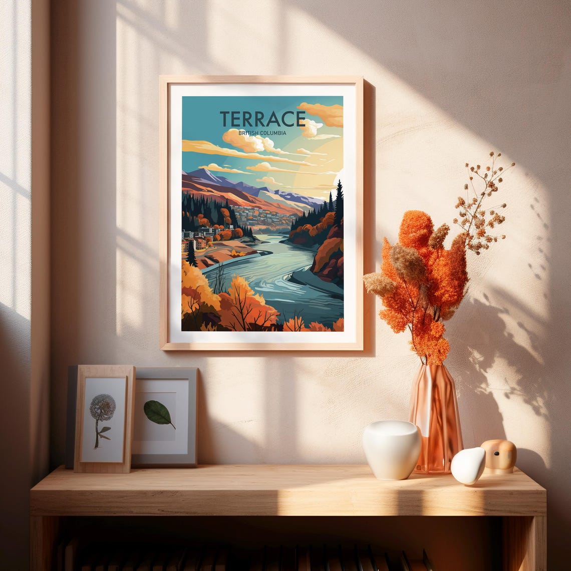 Terrace British Columbia River Valley Autumn Scene Travel Poster - Image 2
