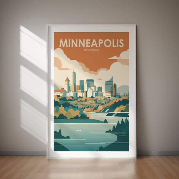 Minneapolis Poster, Minnesota Hiking Travel Poster