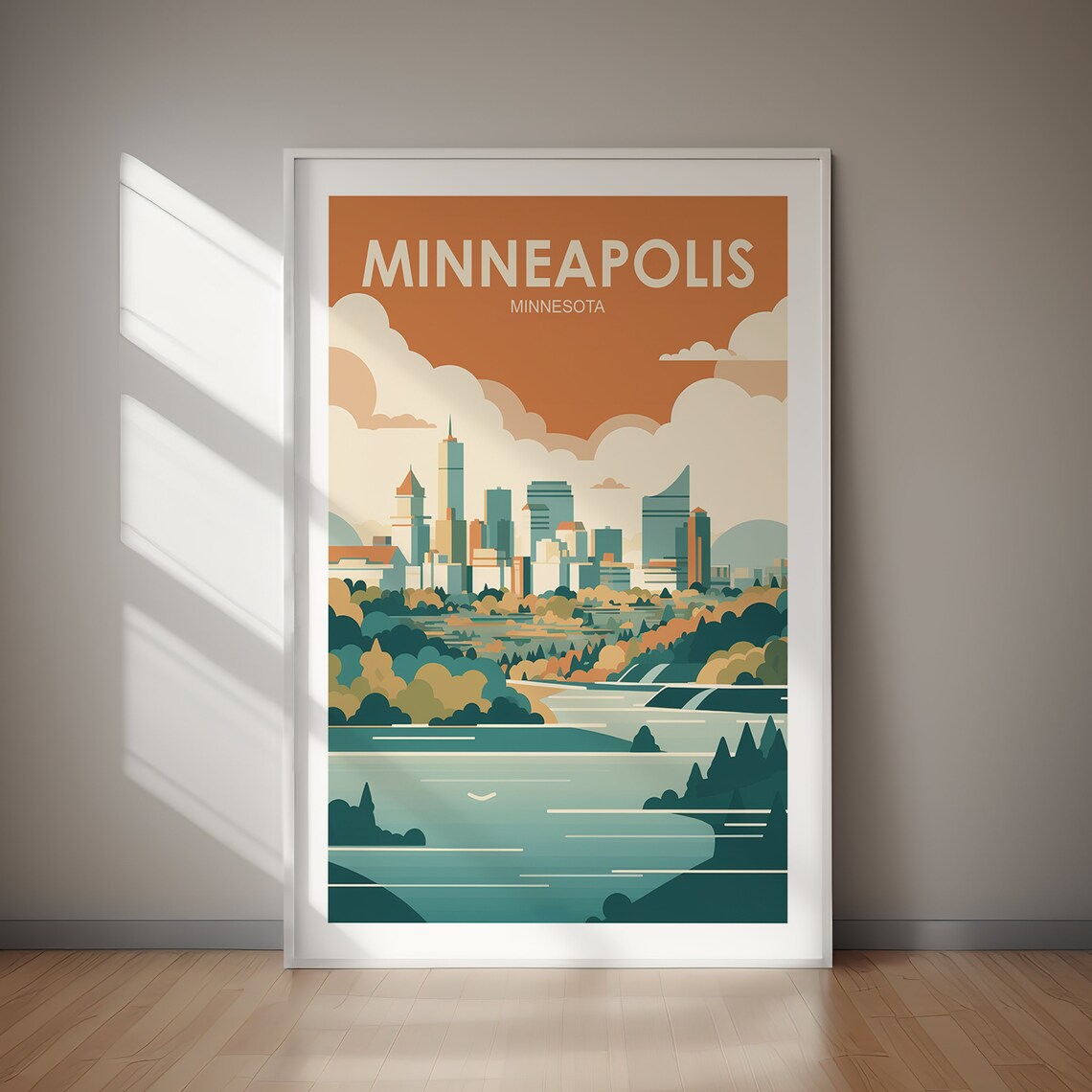Minneapolis Poster, Minnesota Hiking Travel Poster