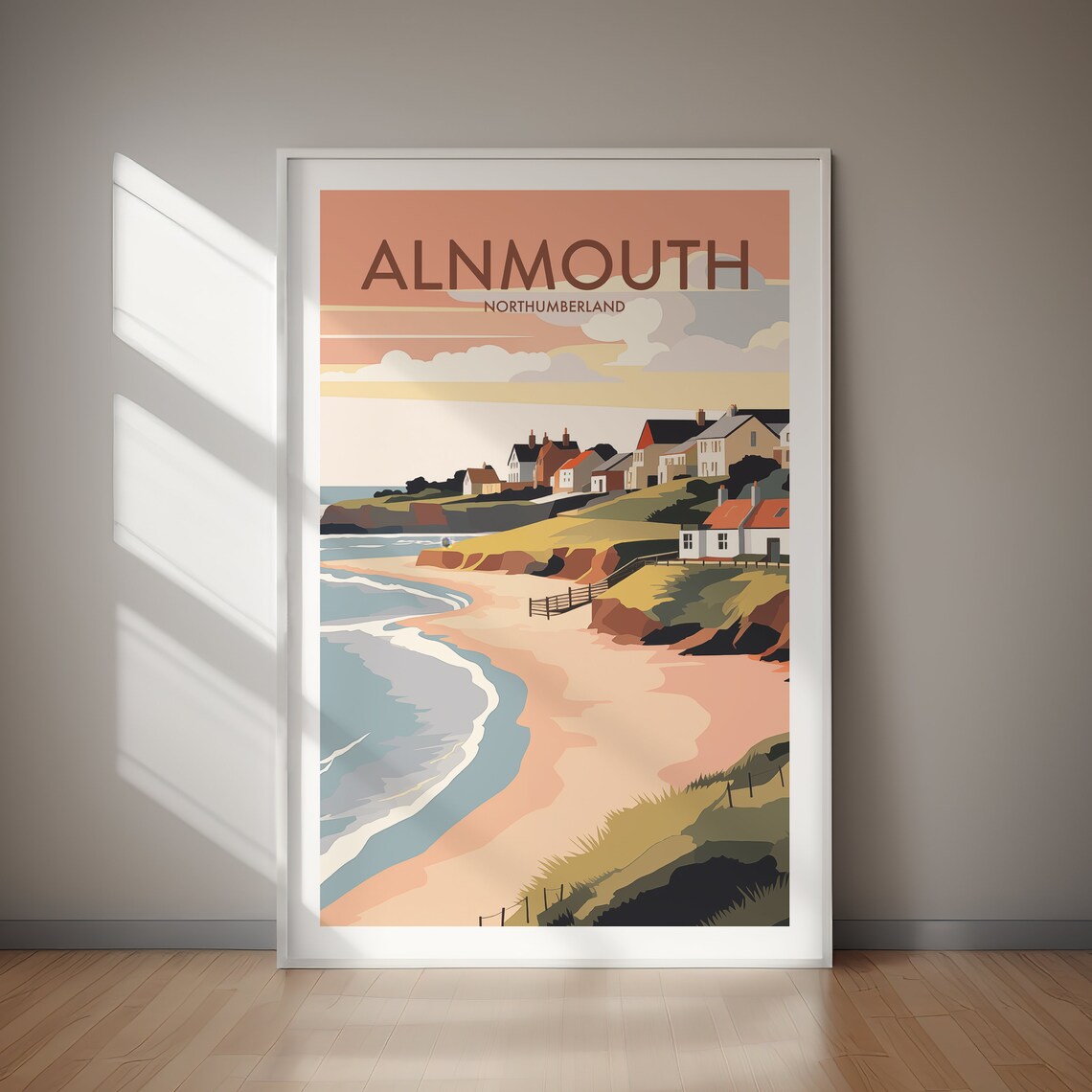Alnmouth Northumberland Vintage Coastal Village Beach Travel Poster