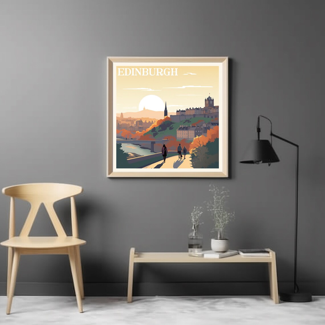 Edinburgh Scotland Castle Sunset Golden Cityscape Autumn Travel Poster - Image 2
