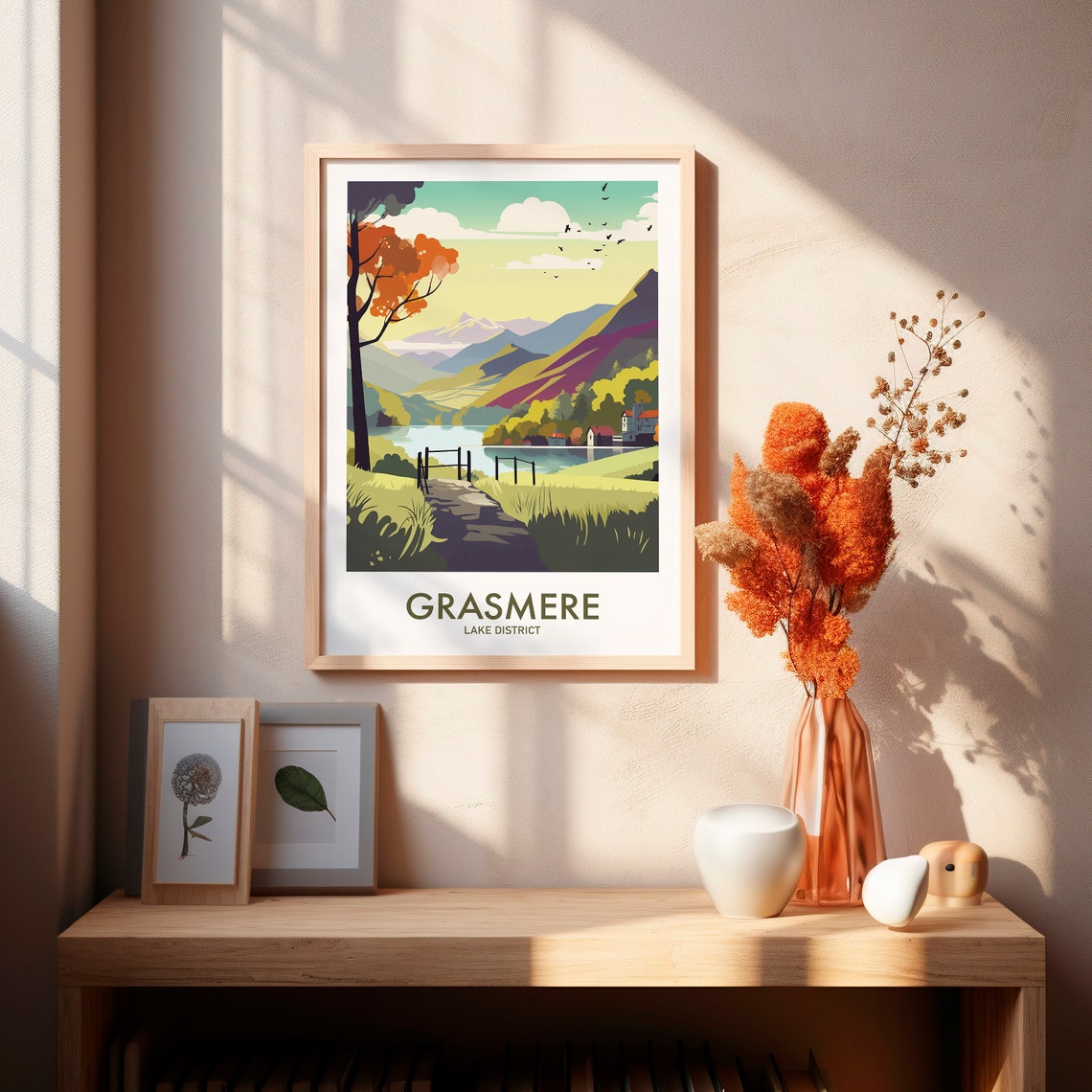 Grasmere Lake District Autumn Lakeside Village Travel Poster - Image 2
