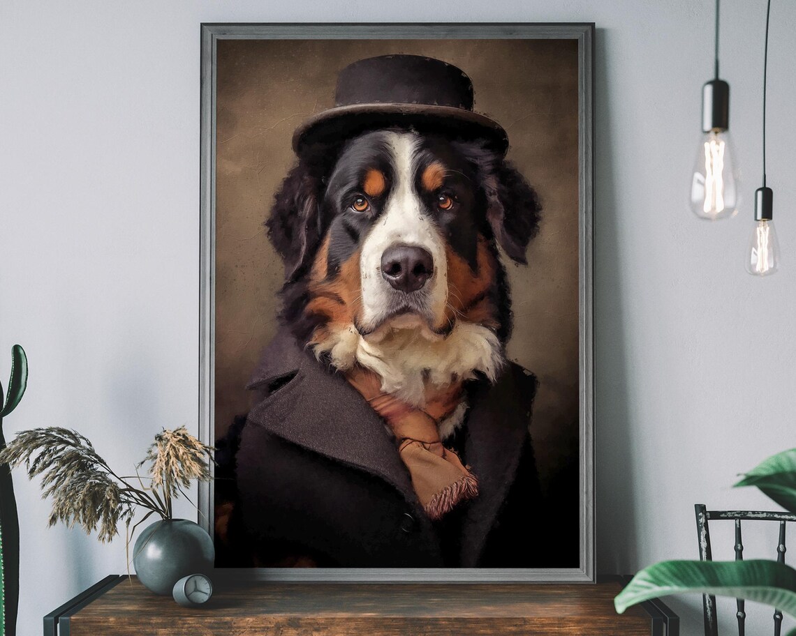 Bernese Mountain Dog Renaissance Portrait Art Print
