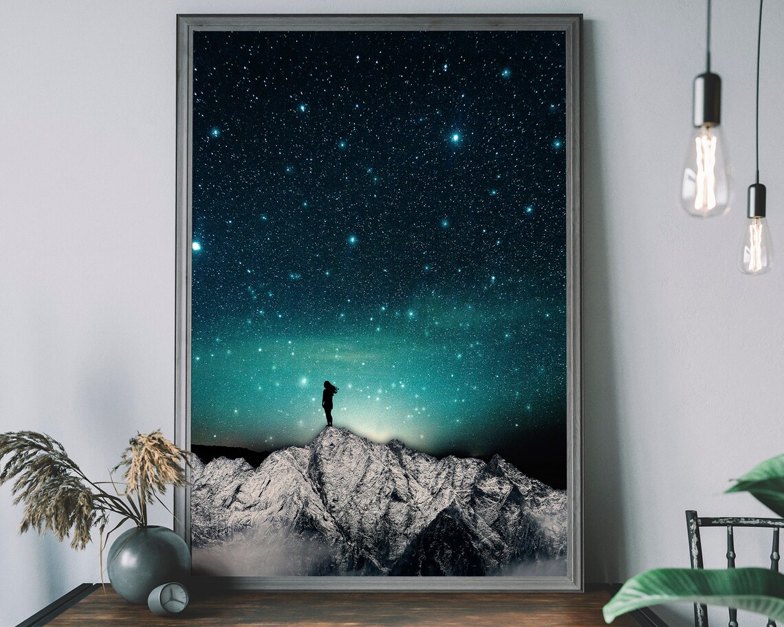 Space Print, Cosmic Star Gazing Art Poster