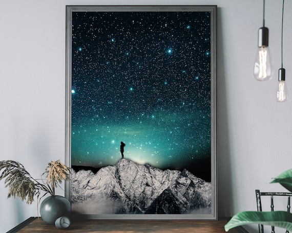 Space Print, Cosmic Star Gazing Art Poster