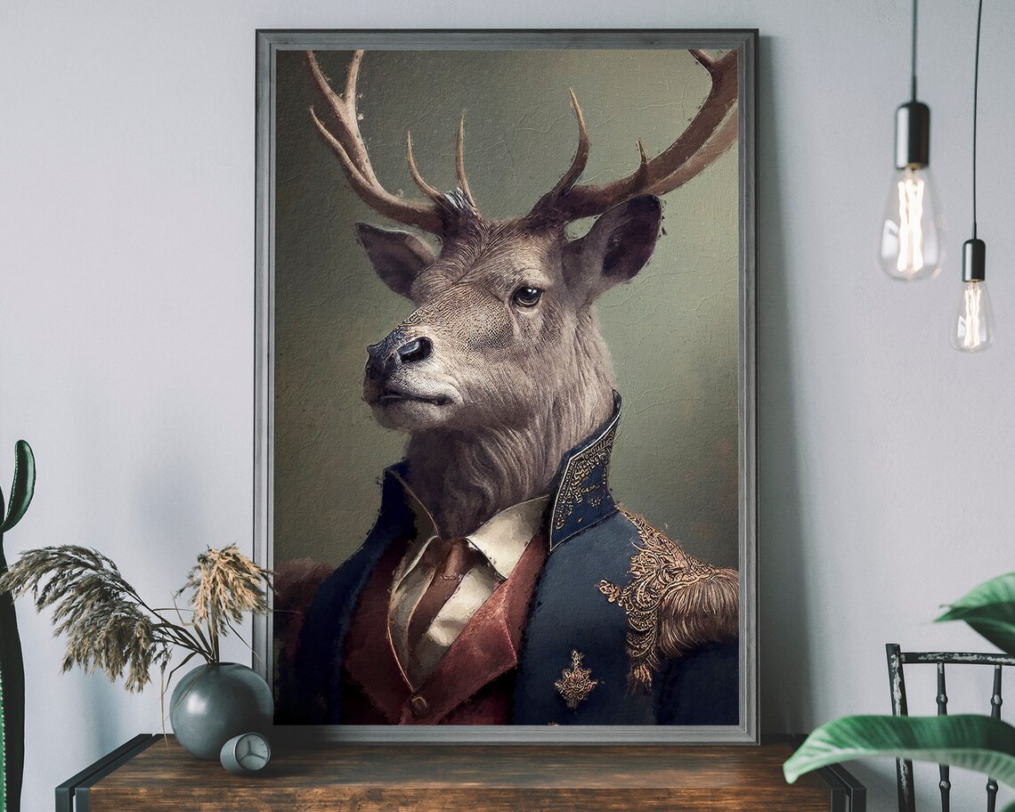 Stag Vintage Portrait Renaissance Animal Art Print